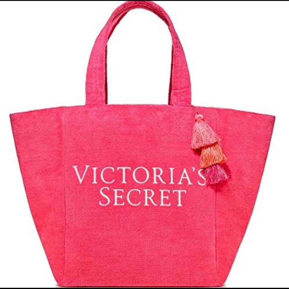 NWT Victorias Secret LE PNK Terry Cloth Tote Beach Bag